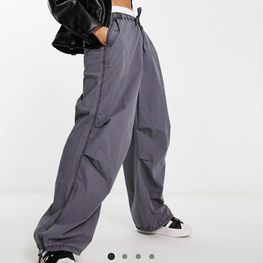 ASOS Parachute Cargo Pants in Washed Gray